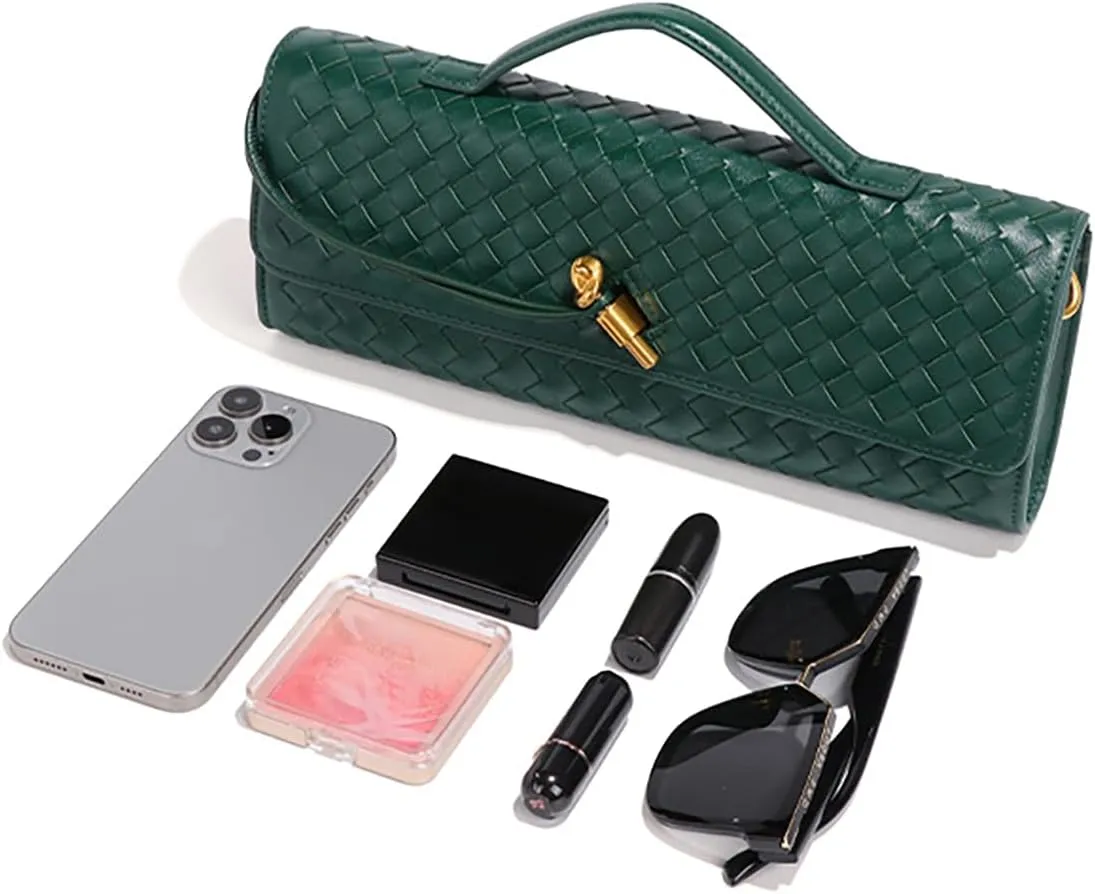 JYG Woven Handbag for Women Fashion Evening Shoulder Bag PU Leather Handmade Clutch Purse Casual Crossbody Bags 2024