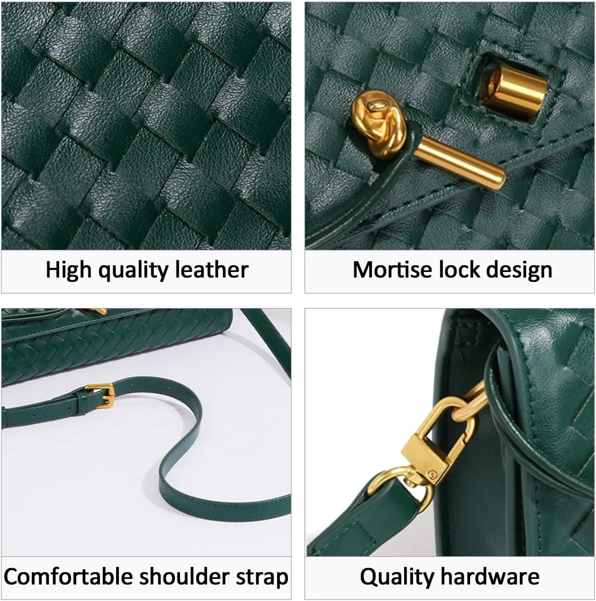 JYG Woven Handbag for Women Fashion Evening Shoulder Bag PU Leather Handmade Clutch Purse Casual Crossbody Bags 2024