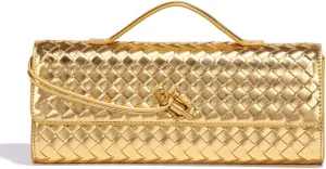 JYG Woven Handbag for Women Fashion Evening Shoulder Bag PU Leather Handmade Clutch Purse Casual Crossbody Bags 2024