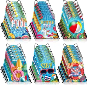 Kacctyen 36 Pcs Pool Beach Drawstring Bags Summer Drawstring Backpack Beach Ball String Birthday Bag Pool Party Decoration (Classic)