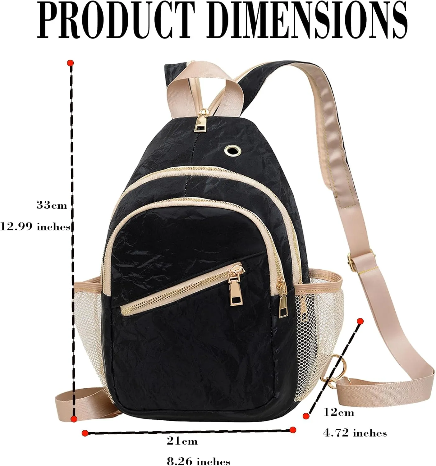 KAHHZA Convertible Sling Bag Crossbody Backpack For Women Small Chest Bag Purse Water Resist Shoulder Bag For Travel Hiking