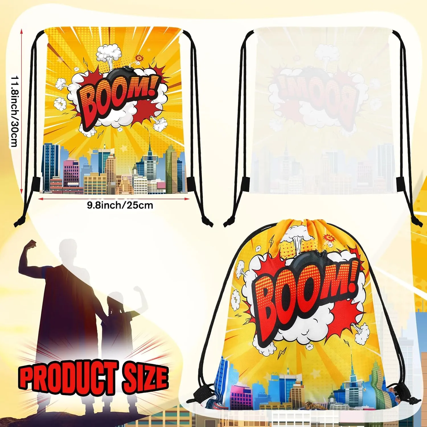 Kajaia Hero Party Favors Bags Comic Heroes Drawstring Backpacks Goodie Candy Gift Bags for Birthday Party Supplies(30 Pcs)