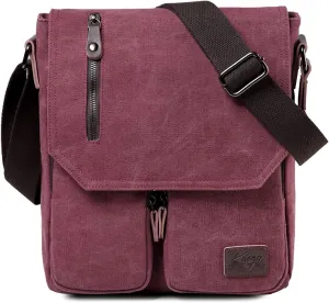 Kasqo Small Messenger Bag for Men, Vintage Canvas Crossbody Shoulder Bags for Women, Anti-Theft Purse for Travel Work