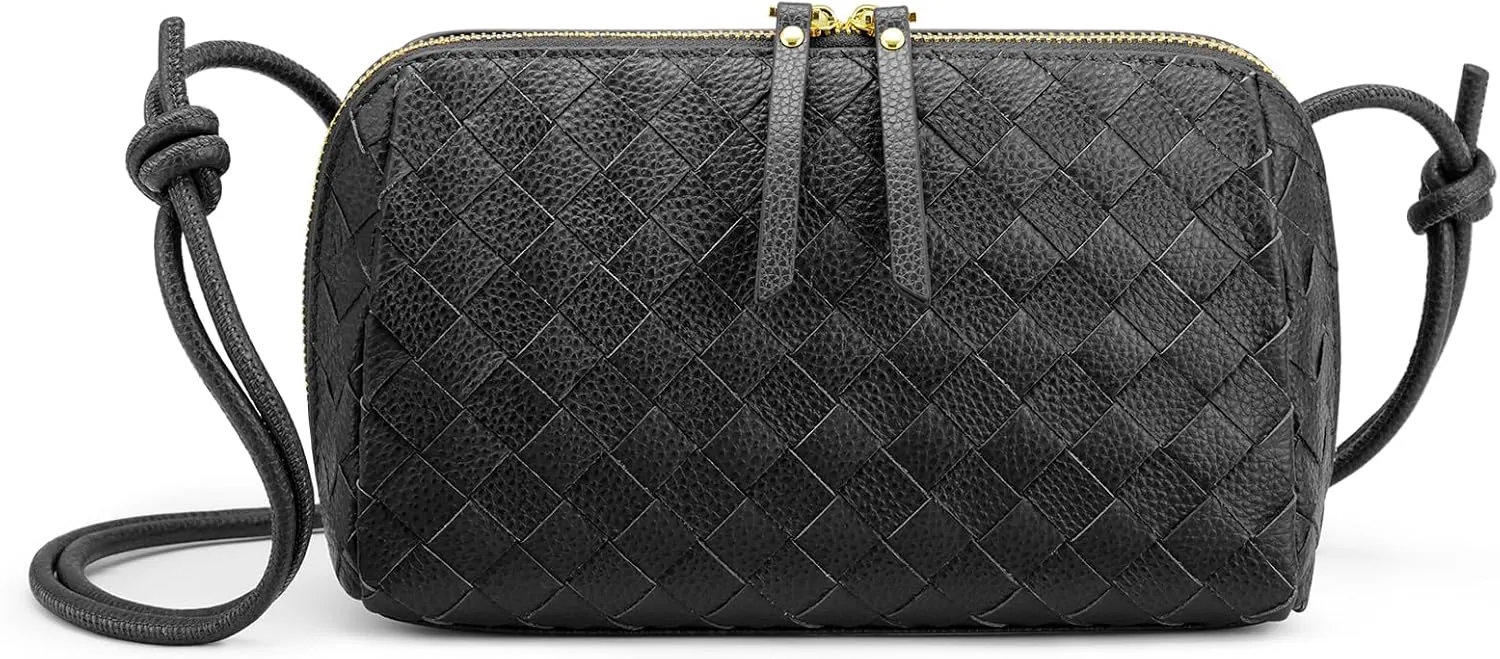 Kattee Crossbody Bags for Women Trendy Small Woven Handbags Soft Shoulder Purses Travel Top Grain Leather