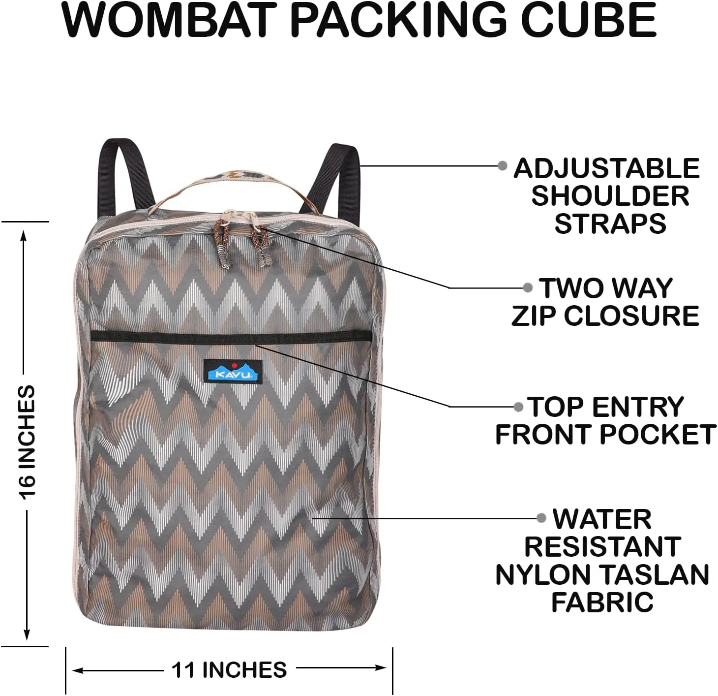 KAVU Wombat Packing Cube Convertible Backpack - Chevron Peak