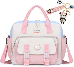 Kawaii Backpack Cute Tote Bag Girl School Crossbody Shoulder Bag with Kawaii Accessories Multi Purpose (Light Pink)