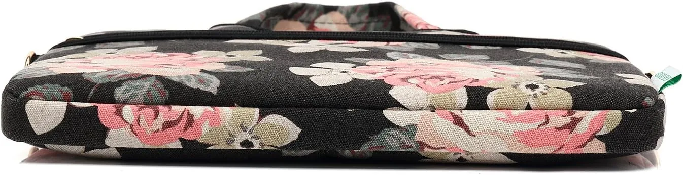 kayond Black Rose Patten water-resistant Laptop Shoulder Messenger Bag Case Sleeve for 12 Inch 13 Inch Laptop