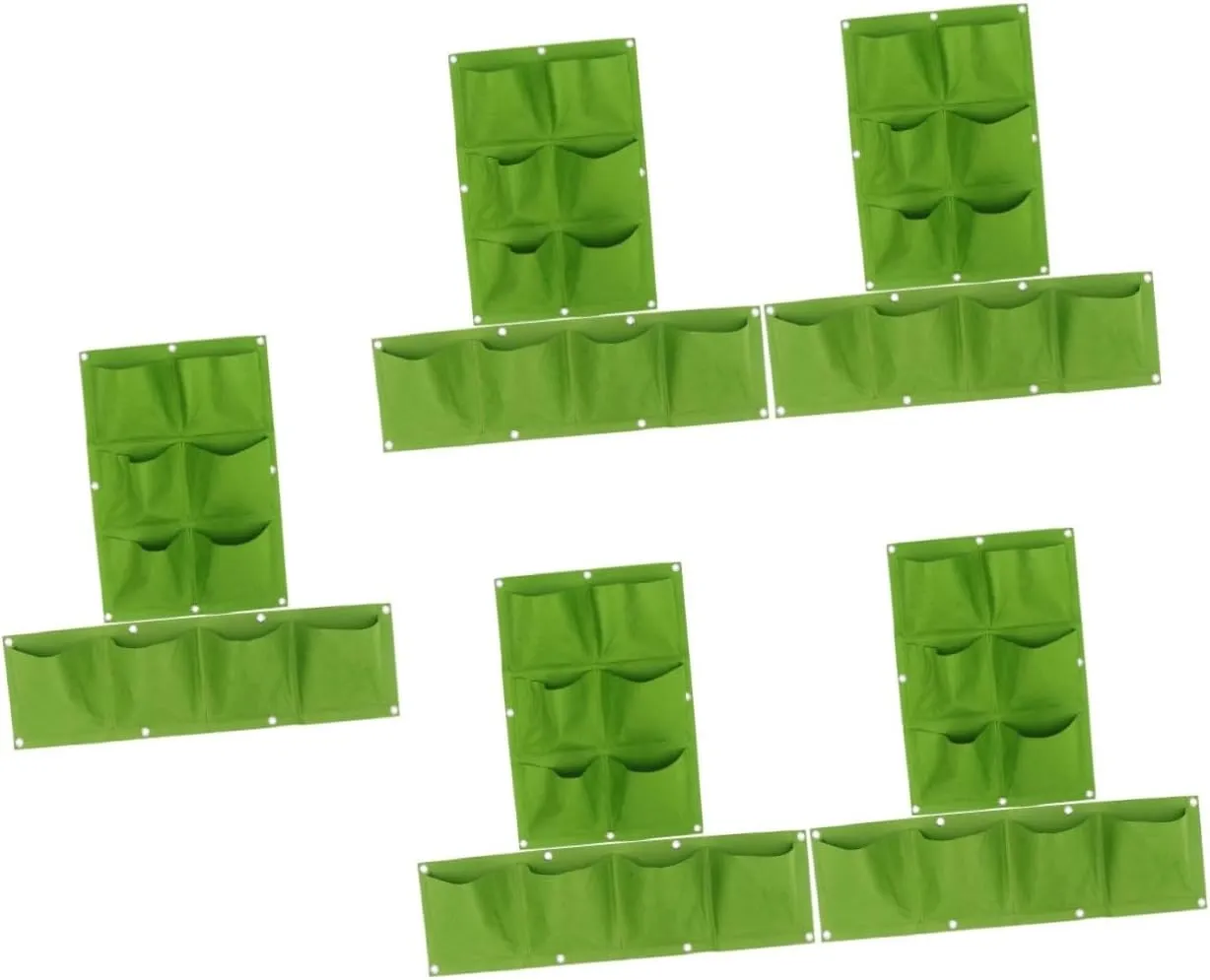 Kisangel 5sets Felt Cloth Wall-Mounted Planting Bag Hanging Plant Grow Bags Air Permeability for Vertical Garden Planter 2pcs*5