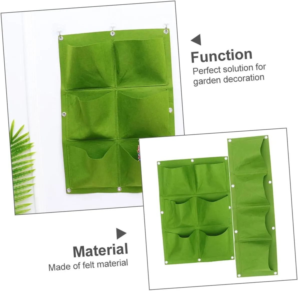 Kisangel 5sets Felt Cloth Wall-Mounted Planting Bag Hanging Plant Grow Bags Air Permeability for Vertical Garden Planter 2pcs*5
