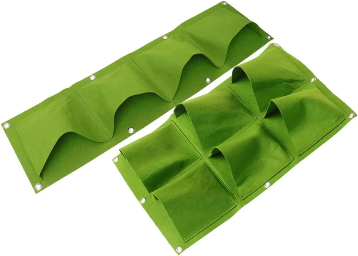 Kisangel 5sets Felt Cloth Wall-Mounted Planting Bag Hanging Plant Grow Bags Air Permeability for Vertical Garden Planter 2pcs*5