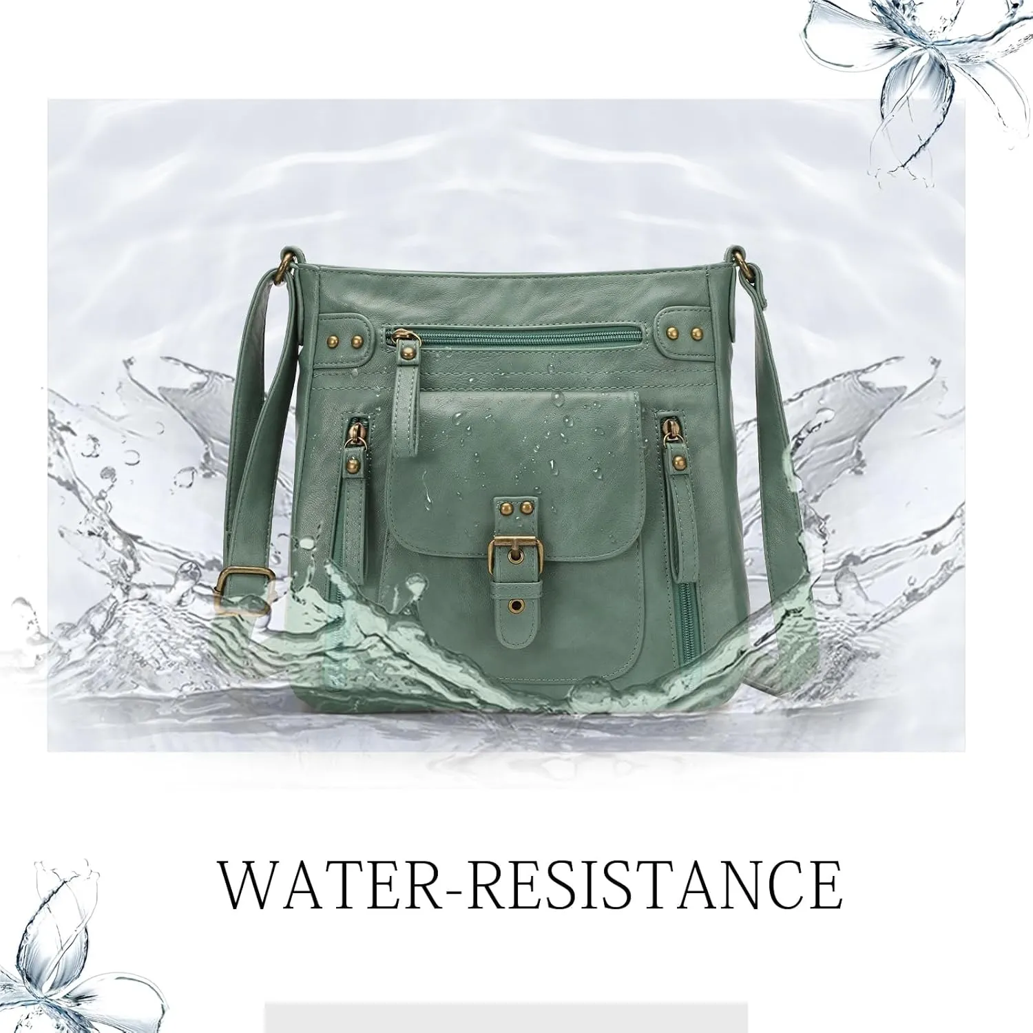 KL928 Crossbody Bags for Women, Multi Pocket Shoulder Bags, Medium PU Leather Cross Body Purses