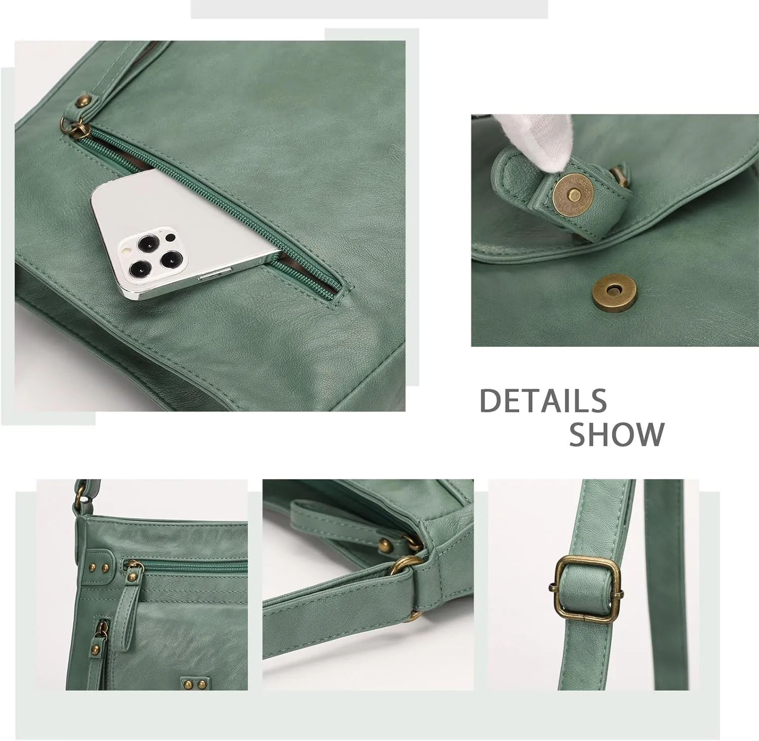 KL928 Crossbody Bags for Women, Multi Pocket Shoulder Bags, Medium PU Leather Cross Body Purses