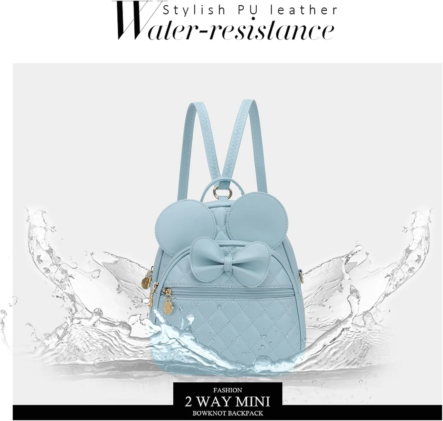 KL928 Girls Bowknot Polka Dot Cute Mini Backpack Small Daypacks Convertible Shoulder Bag Purse for Women