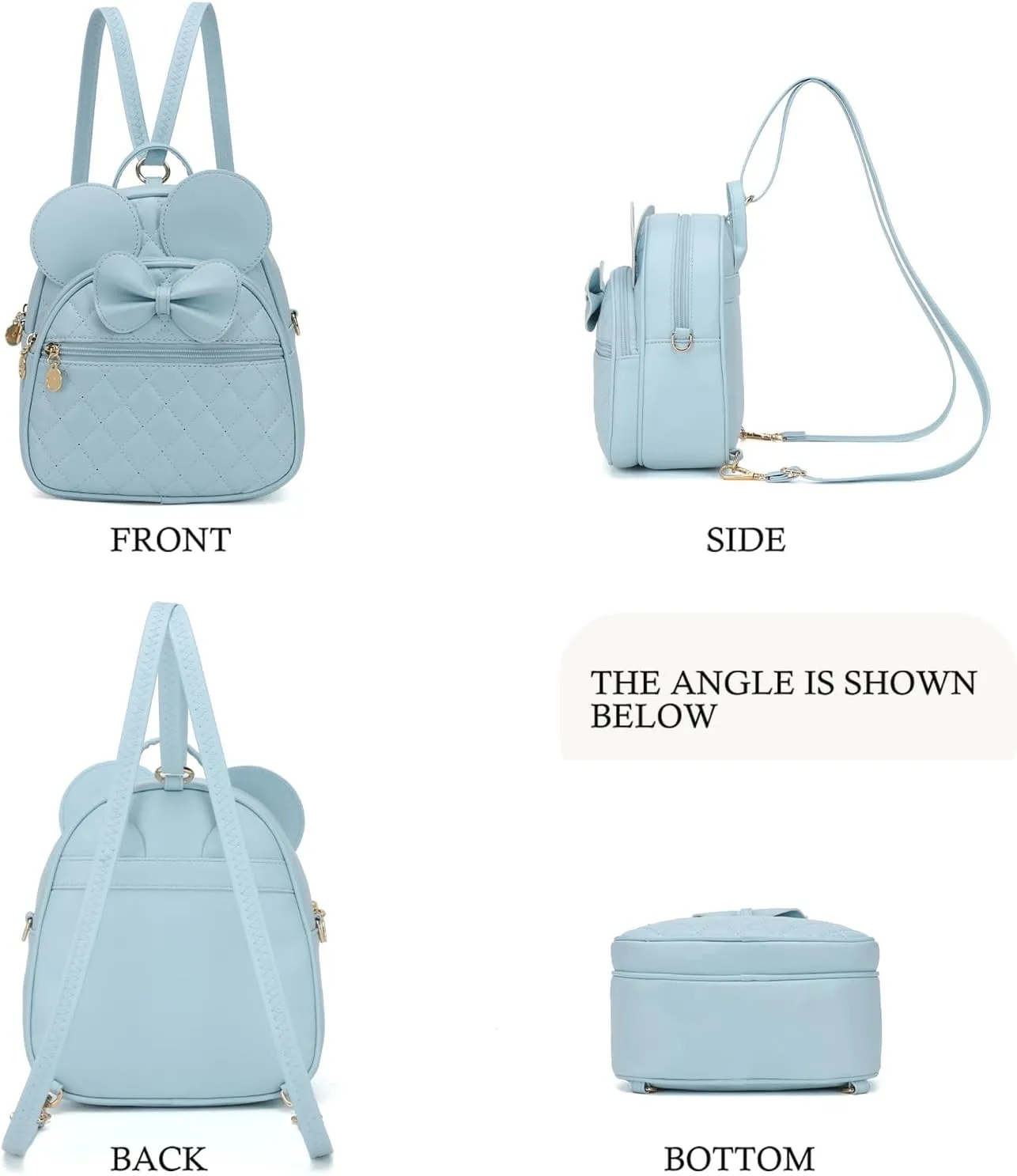 KL928 Girls Bowknot Polka Dot Cute Mini Backpack Small Daypacks Convertible Shoulder Bag Purse for Women