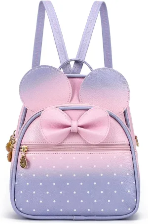 KL928 Girls Bowknot Polka Dot Cute Mini Backpack Small Daypacks Convertible Shoulder Bag Purse for Women