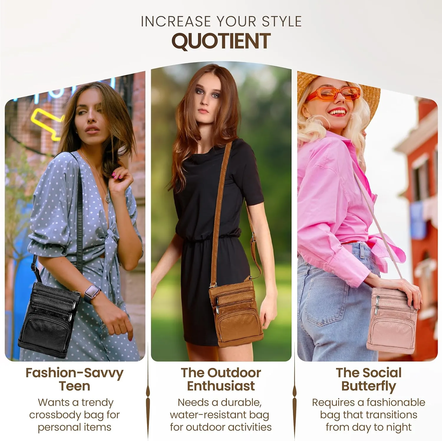 Krediz leather Crossbody Purses for Women, Multi Pocket Crossbody Purse with Adjustable Strap, Soft & Durable Leather Purse