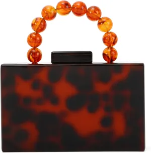 KUANG! Women Acrylic Clutch Purse Evening Bag Marbling Handbags Crossbody Bag with Pearl Chain for Banquet Party