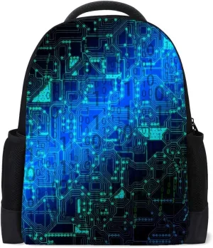 Kuizee Classic Backpack Adjustable Padded Shoulder Straps Daypack ﻿Electronic Digital Network Program Binary Code Book Bag Casual Bags Durable College School Daily 16Inch