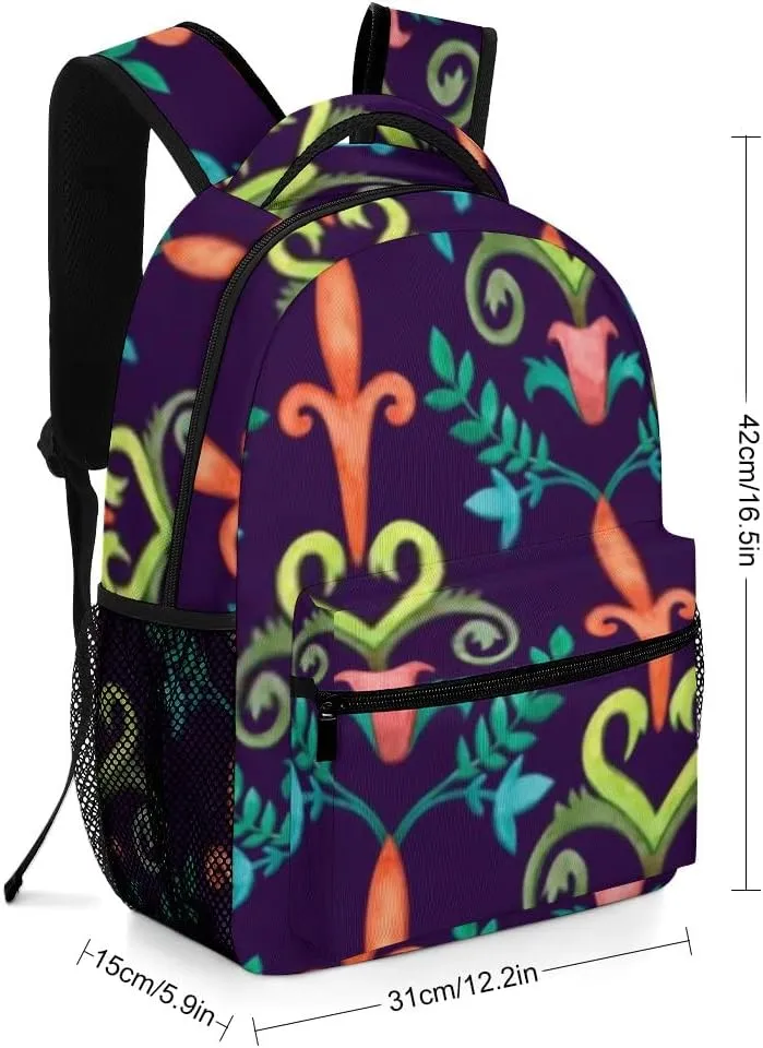 Kuizee Travel Laptop Backpack Business Daypack Work Bookbag Bright Abstract Flowers Vintage Style Durable iPad Tablet School College Book Bags Casual Bags for Men and Women