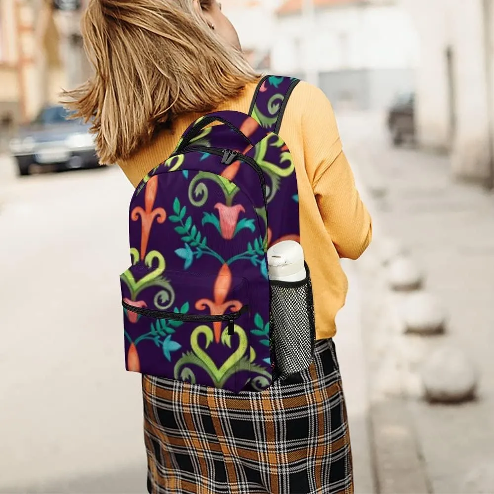 Kuizee Travel Laptop Backpack Business Daypack Work Bookbag Bright Abstract Flowers Vintage Style Durable iPad Tablet School College Book Bags Casual Bags for Men and Women