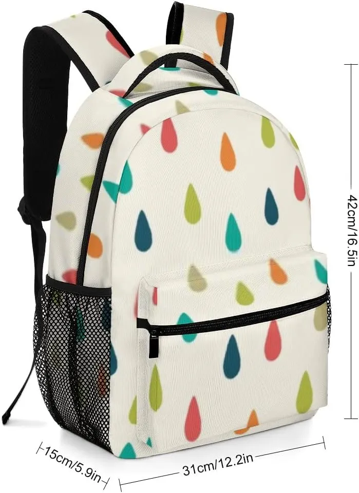 Kuizee Travel Laptop Backpack Business Daypack Work Bookbag Cute Raindrops Retro Colors Durable iPad Tablet School College Book Bags Casual Bags for Men and Women