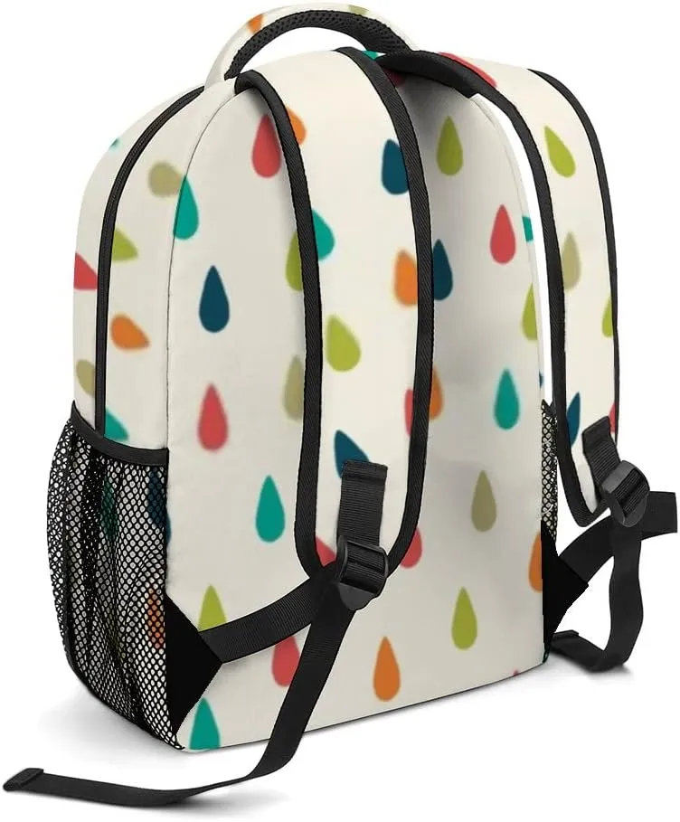 Kuizee Travel Laptop Backpack Business Daypack Work Bookbag Cute Raindrops Retro Colors Durable iPad Tablet School College Book Bags Casual Bags for Men and Women