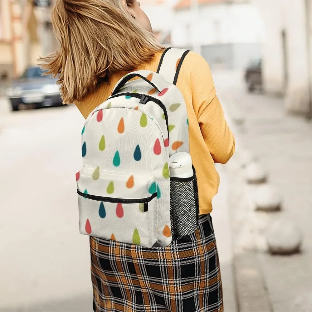 Kuizee Travel Laptop Backpack Business Daypack Work Bookbag Cute Raindrops Retro Colors Durable iPad Tablet School College Book Bags Casual Bags for Men and Women