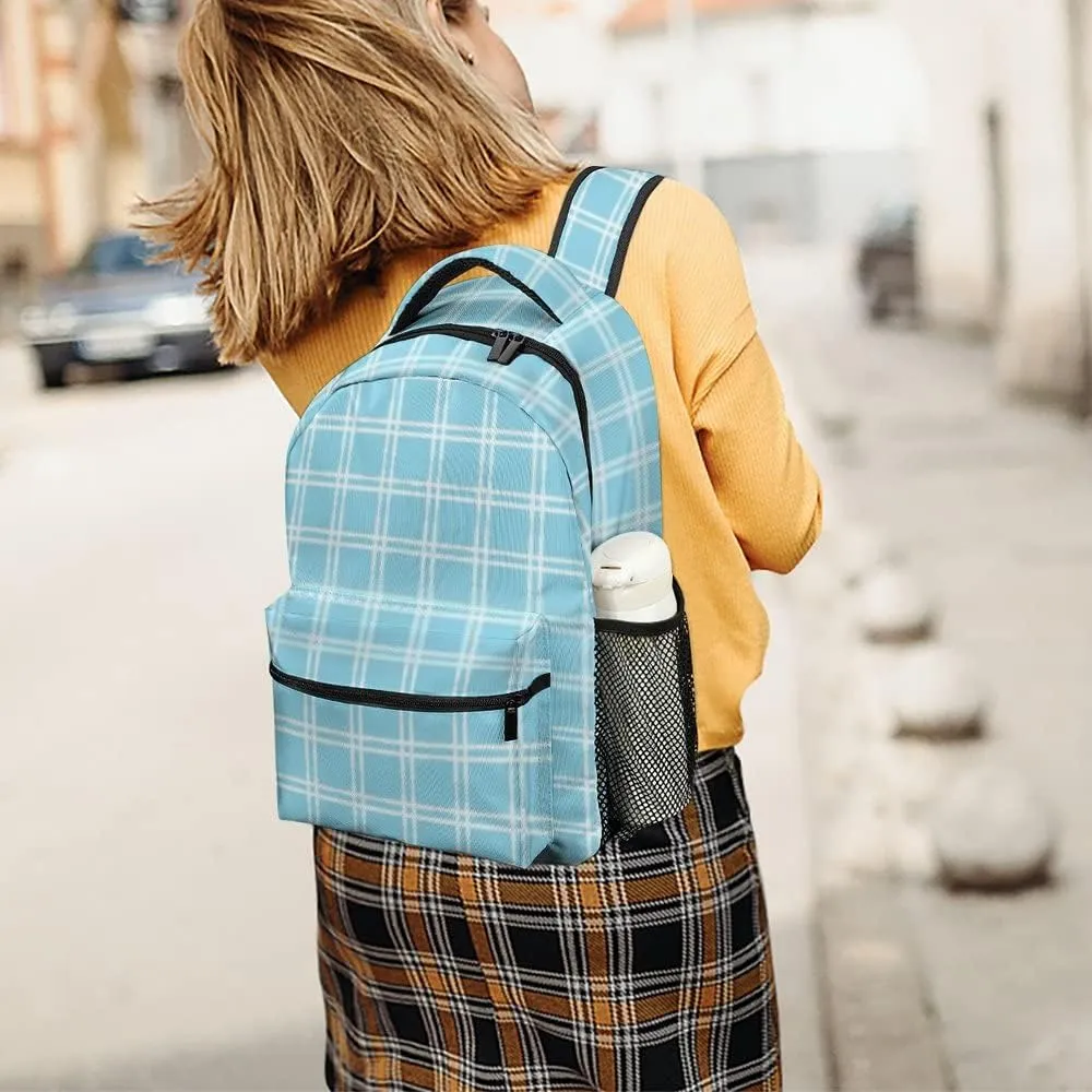 Kuizee Travel Laptop Backpack Business Daypack Work Bookbag Light Blue Raster Vogue Durable iPad Tablet School College Book Bags Casual Bags for Men and Women