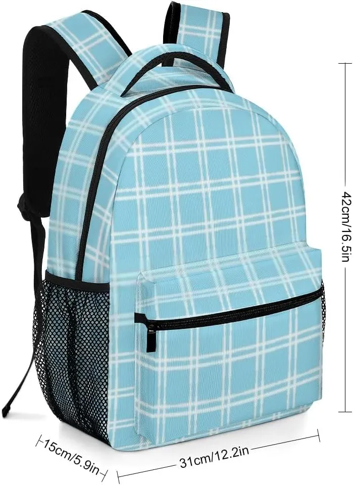 Kuizee Travel Laptop Backpack Business Daypack Work Bookbag Light Blue Raster Vogue Durable iPad Tablet School College Book Bags Casual Bags for Men and Women