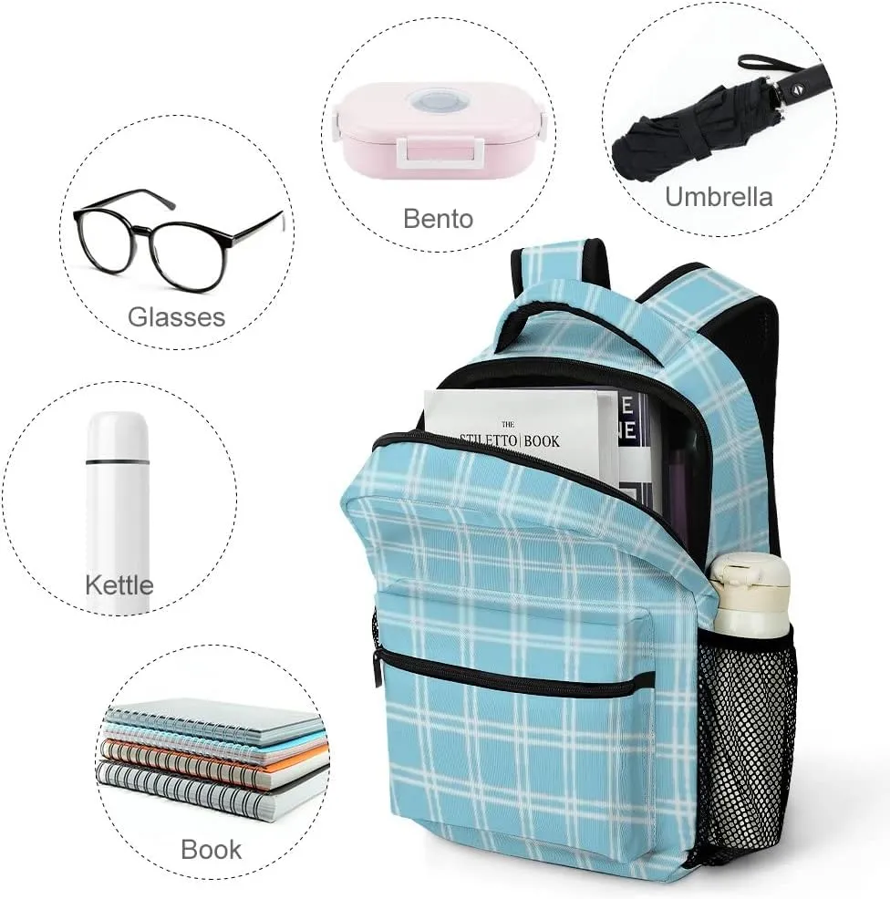 Kuizee Travel Laptop Backpack Business Daypack Work Bookbag Light Blue Raster Vogue Durable iPad Tablet School College Book Bags Casual Bags for Men and Women