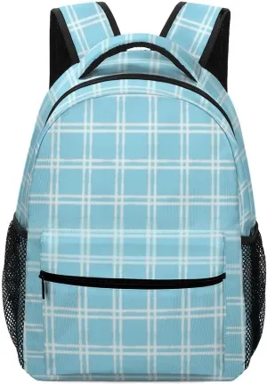 Kuizee Travel Laptop Backpack Business Daypack Work Bookbag Light Blue Raster Vogue Durable iPad Tablet School College Book Bags Casual Bags for Men and Women