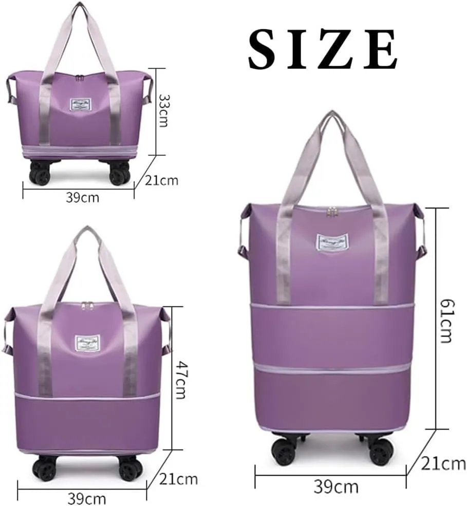 Kulken Travel Bag with Wheels, 2025 New Large Capacity Travel Bag, Wheel Removable, Convertible Womens Duffle Bags(Pink)