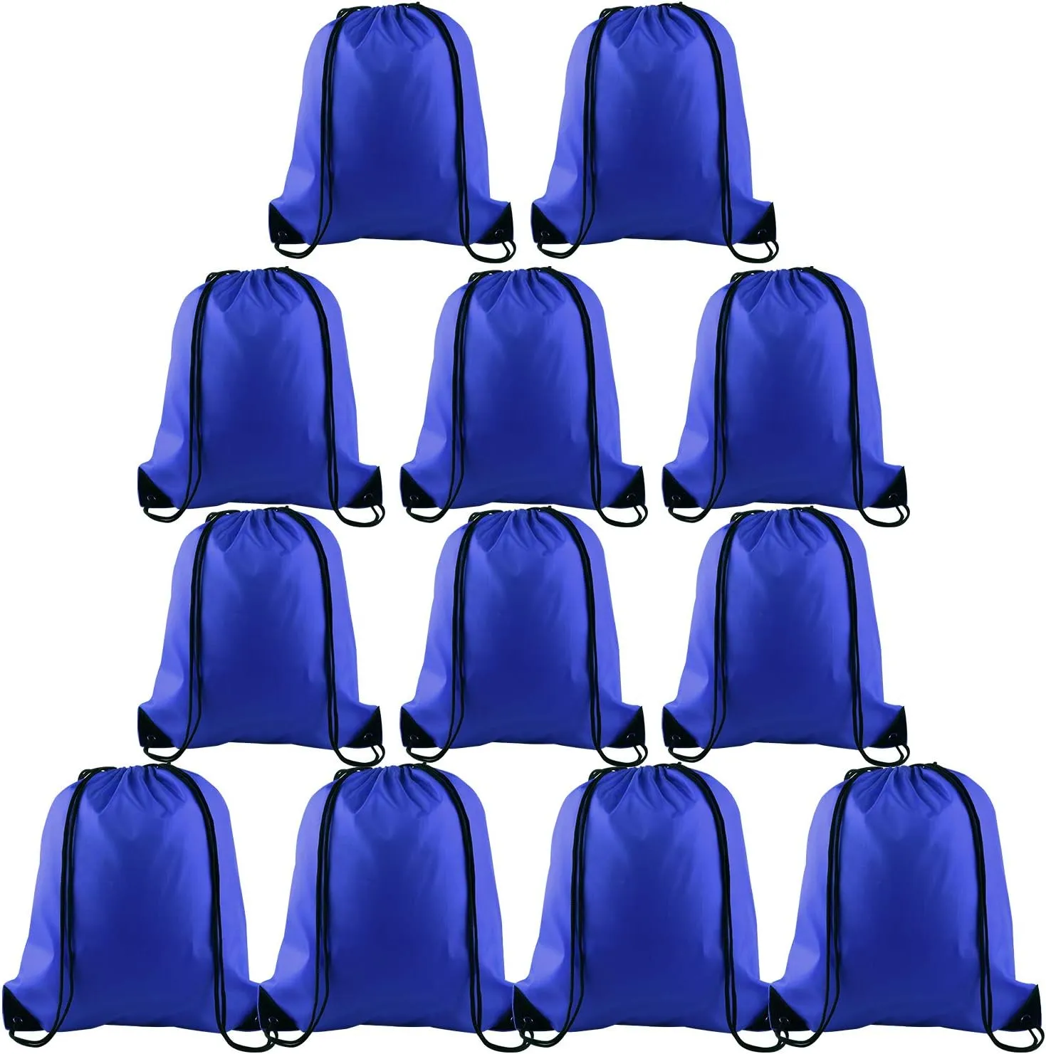 KUUQA 12 Pcs Drawstring Backpack Bags Sport Gym Sack Cinch Bags Bulk for School Traveling and Storage (Blue)