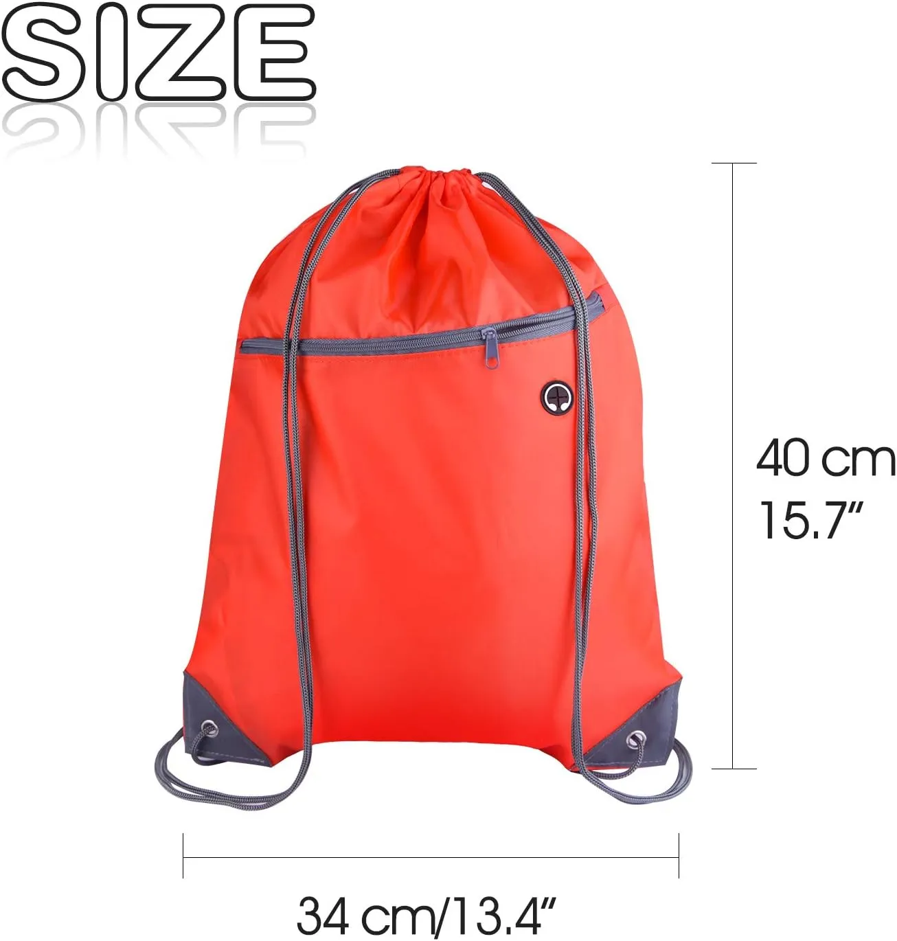 KUUQA 12Pcs Drawstring Backpack Bags Bulk with Zipper Pocket Christmas Gift Bag（Red）
