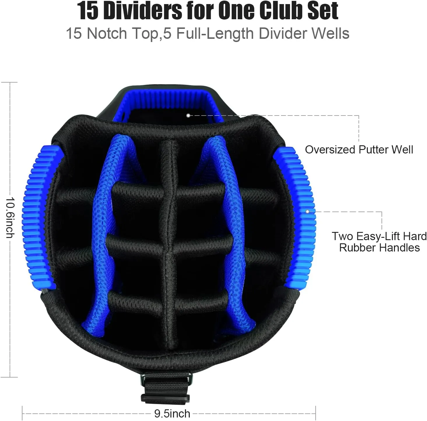 KYTAI 15 Way Top and Full Length Divider,9 Pockets/Rainhood Included,Ergonomic Golf Club Bags,Golf Bags for Men Woman