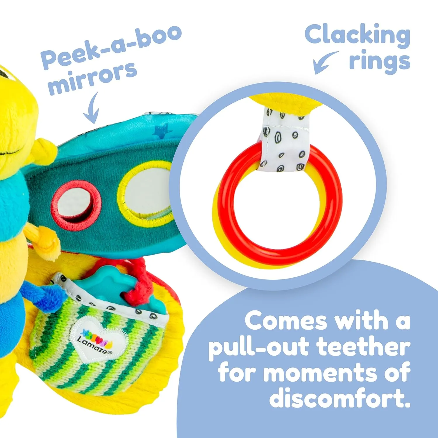 Lamaze Clip On Car Seat and Stroller Toy - Freddie the Firefly - Crinkle Car Seat Toys and Stroller Toys - Sensory Toys for Babies - Travel Toys for Car - Infant Toys Ages 0 Months and Up