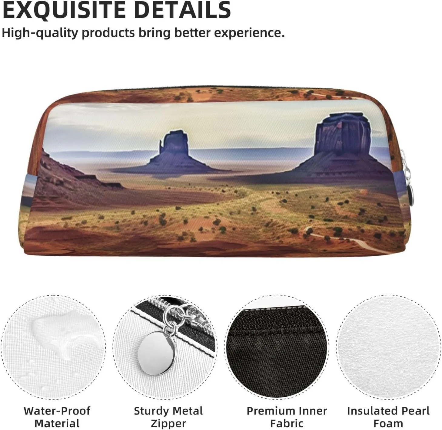 Landscape of Monument Valley Makeup Bag for Women Men Travel Toiletry Bag Aesthetic Purse Pouch Large Pencil Case