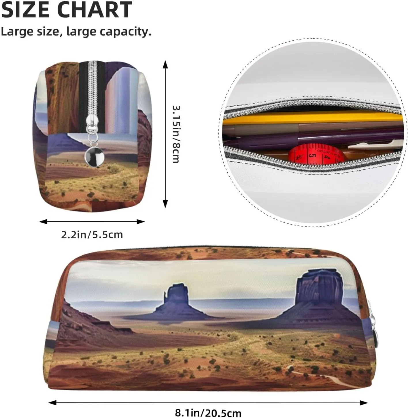 Landscape of Monument Valley Makeup Bag for Women Men Travel Toiletry Bag Aesthetic Purse Pouch Large Pencil Case