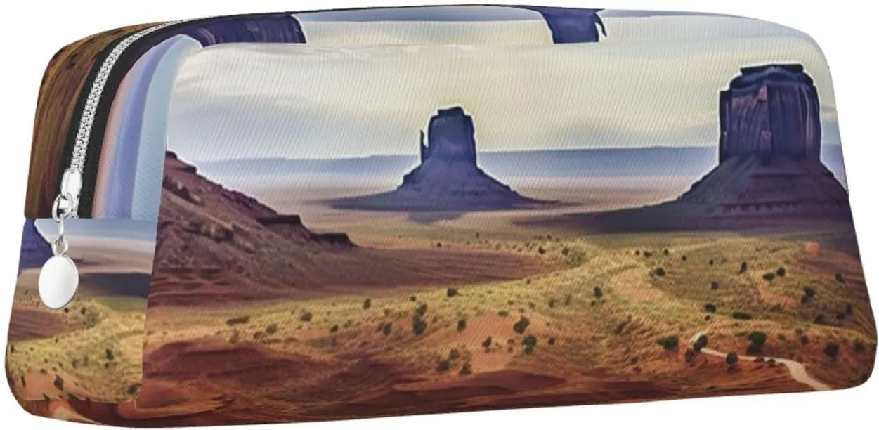 Landscape of Monument Valley Makeup Bag for Women Men Travel Toiletry Bag Aesthetic Purse Pouch Large Pencil Case