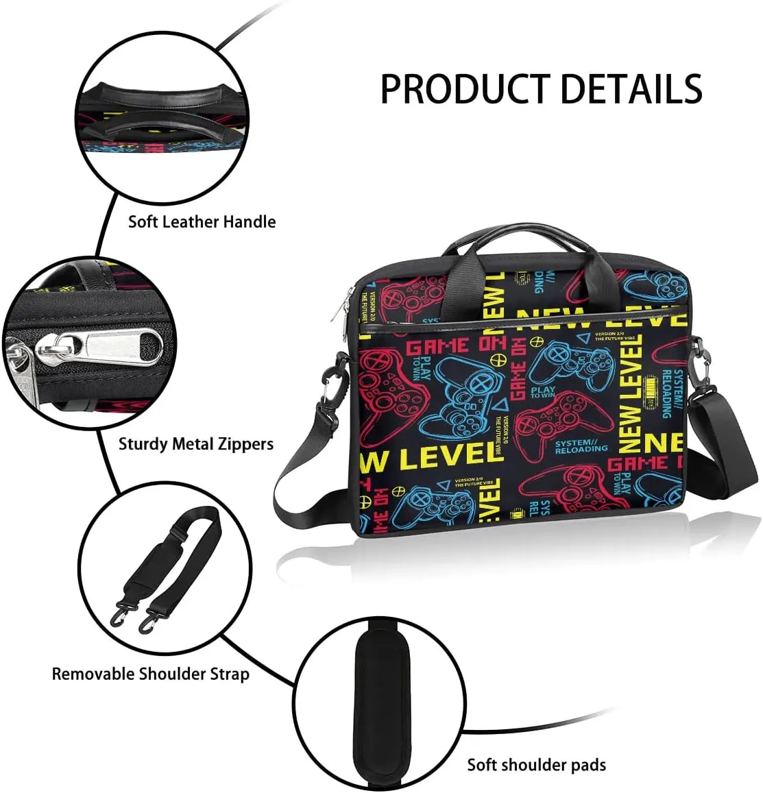 Laptop Bag for Women Men, 15.6 inch Messenger Shoulder Bags, Water Resistant Computer Bag Sleeve