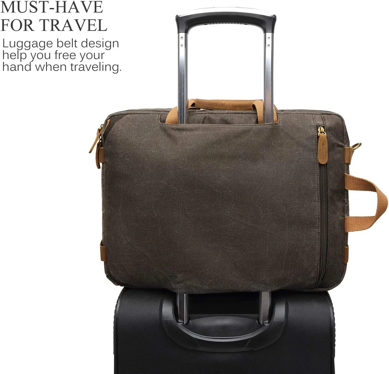 Laptop Messenger Bag Vintage Shoulder Bag Convertible Backpack Retro Briefcase Versatile Travel Bag Fits 17.3 Inch Laptop For Men Business (Waxed Canvas Brown)