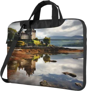 Laptop Sleeve Bag Shockproof Notebook Case Scotland Castle Water Lake Scottish Computer Carrying Case with Shoulder Strap