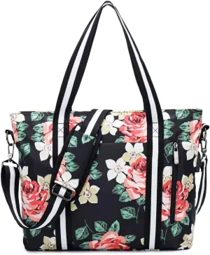 Laptop Tote Bag for Women 17.3" RFID Floral Shoulder Messenger Bags Work Handbag Duffel Travel