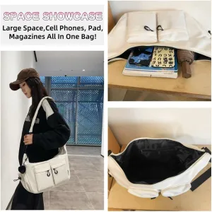Large Capacity Messenger Canvas Bag- Water-Resistant Canvas Satchel Vintage Unisex Crossbody Purse for Travel & Daily Use