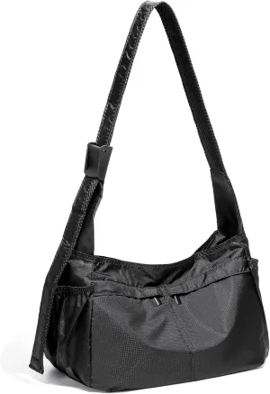 Large Crossbody Bags for Women & Men, Nylon Crescent Bag, Casual Purse Shoulder Bag with Adjustable Strap & Zipper Unisex
