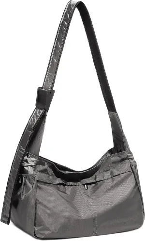 Large Crossbody Bags for Women & Men, Nylon Crescent Bag, Casual Purse Shoulder Bag with Adjustable Strap & Zipper Unisex