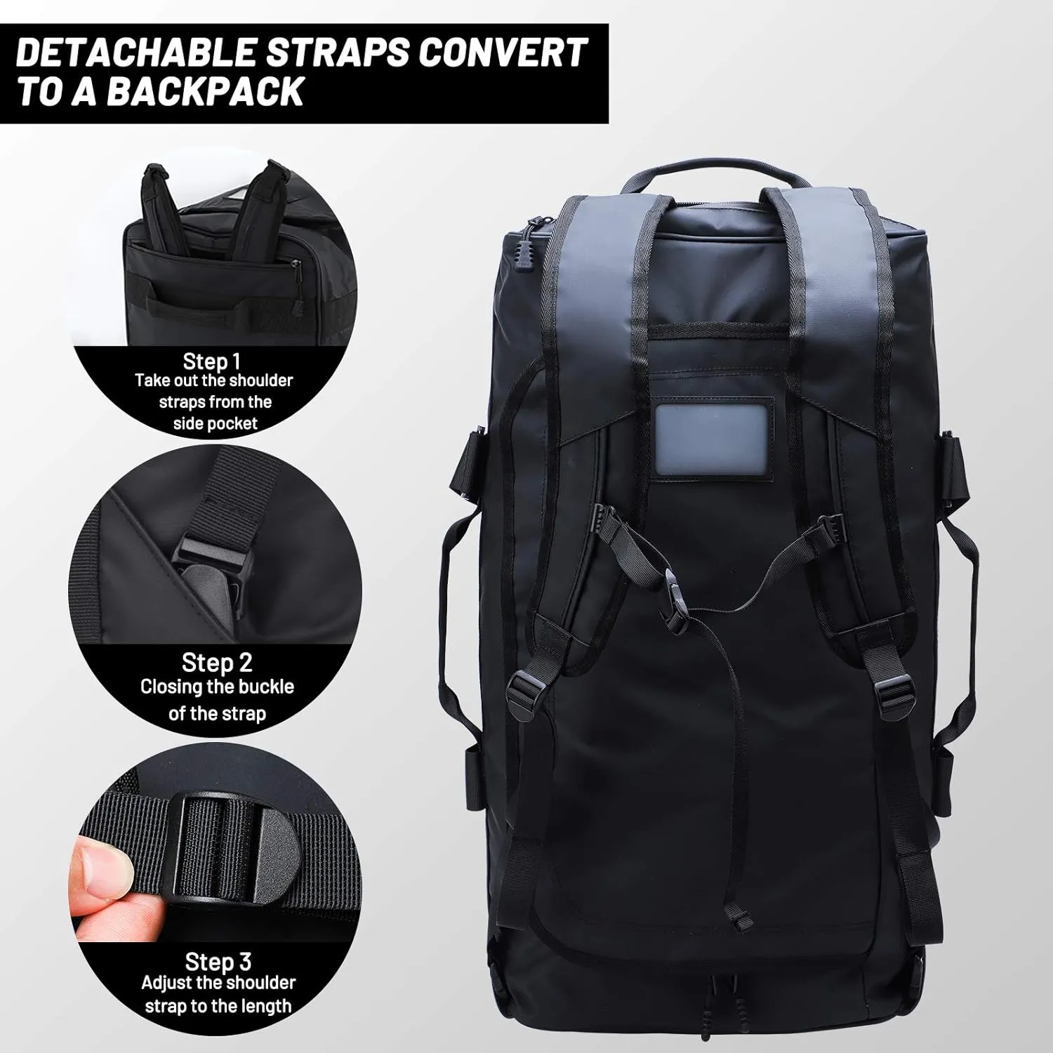 Large Duffel Backpack Bag, 3-Way Water Resistant Gym Duffle Bag with Shoe Compartment for Sports Workout