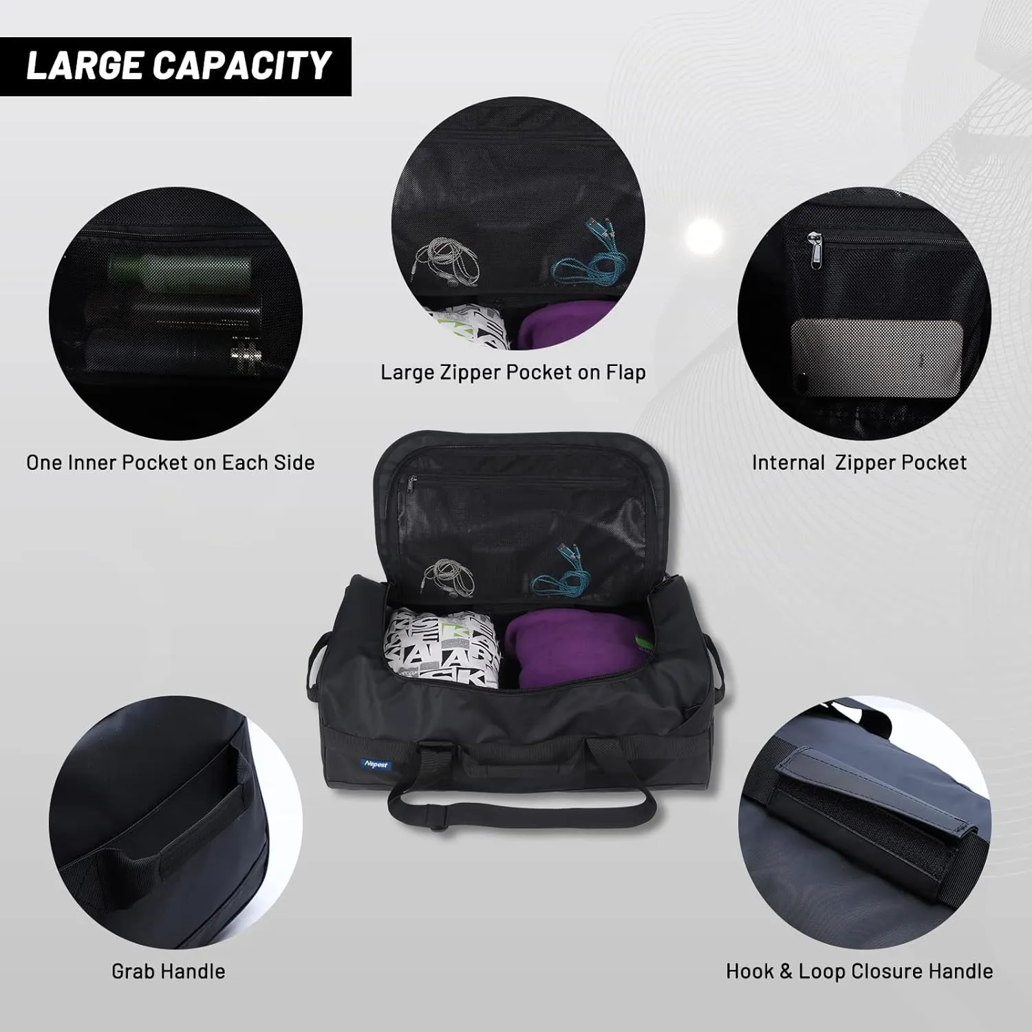Large Duffel Backpack Bag, 3-Way Water Resistant Gym Duffle Bag with Shoe Compartment for Sports Workout