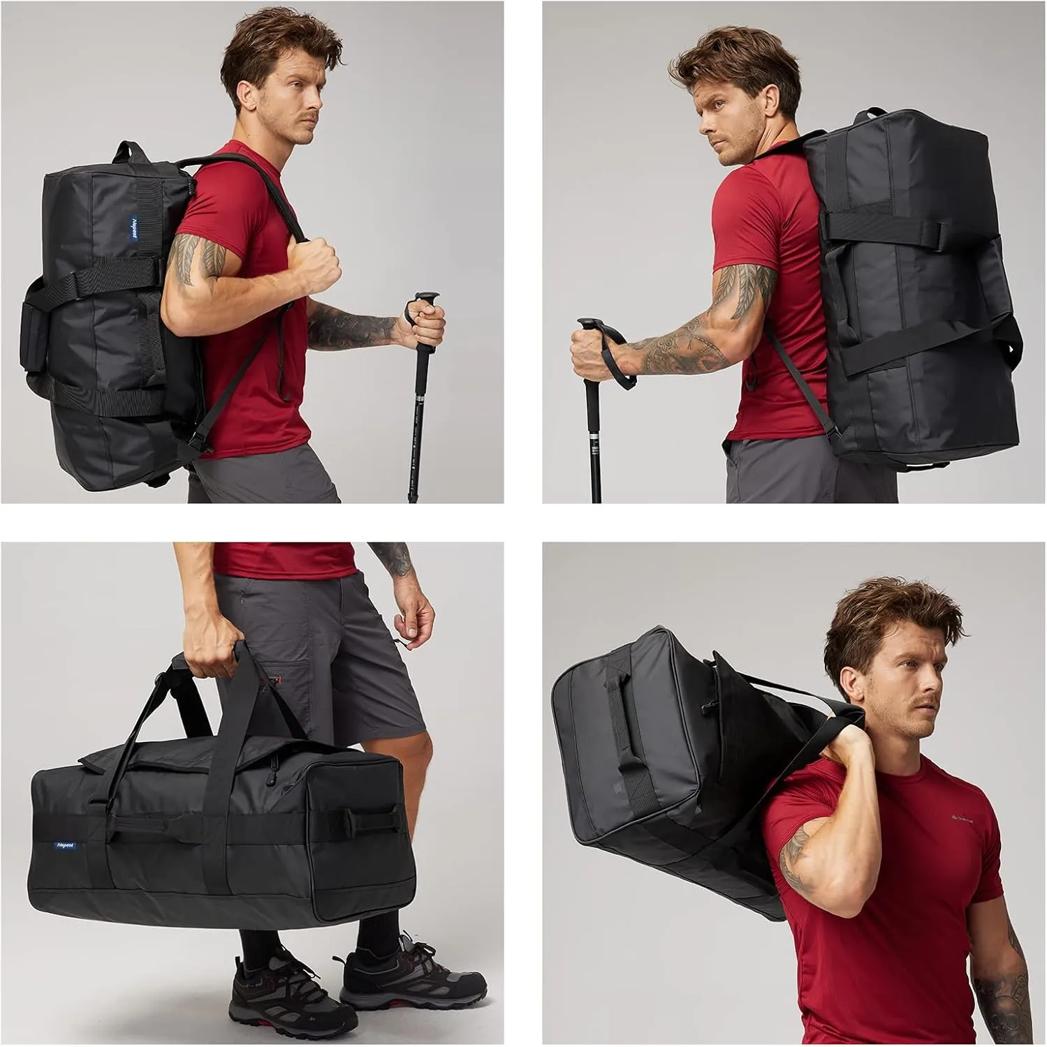 Large Duffel Backpack Bag, 3-Way Water Resistant Gym Duffle Bag with Shoe Compartment for Sports Workout