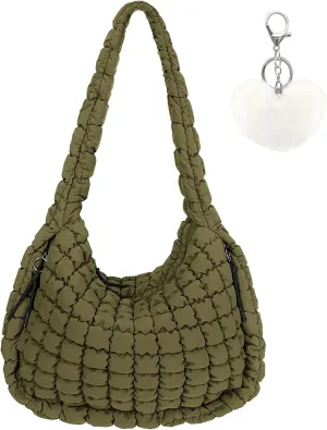 Large Quilted Tote Bag Crossbody Puffer Tote Bags for Women Quilted Hobo Bags Carryall Shoulder Bubble Bag